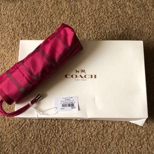 NWT Coach umbrella - raspberry and gray!